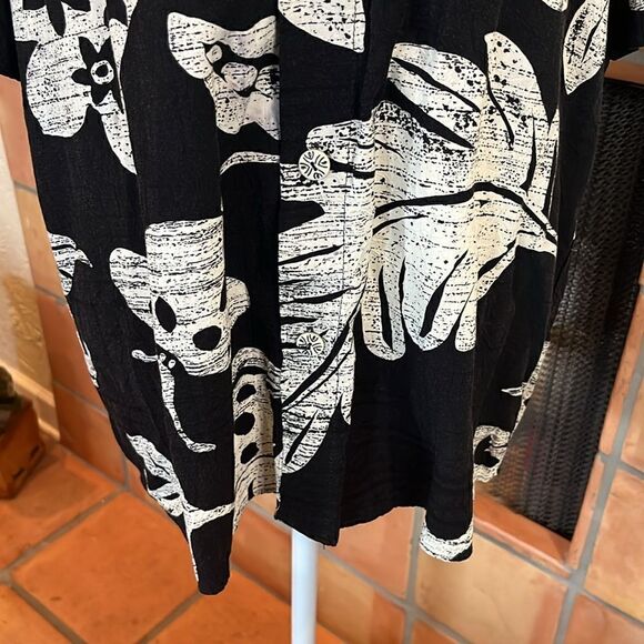 JAMS WORLD Vintage Mens Black/White Tropical Short Sleeve Button Down Shirt, L! - Picture 3 of 9
